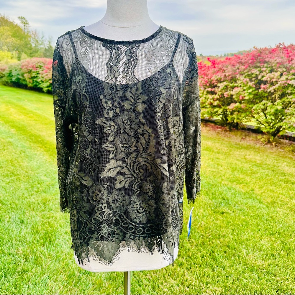 APT 9 Grape Leaf 2 Piece Lace Top - Picture 3 of 14
